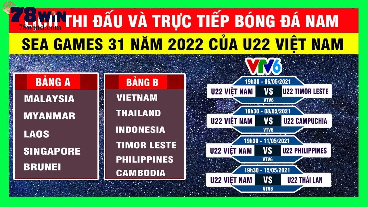 Lịch thi đấu vòng bảng của U23 Việt Nam Tại Sea Games 31