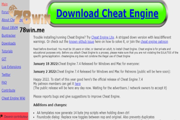 Nhiều người đang tải phần mềm Cheat Engine